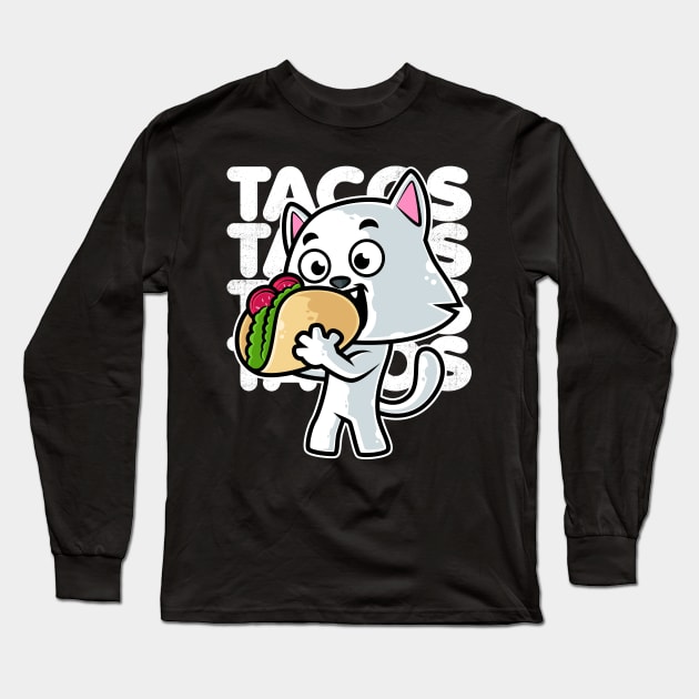 Cat Taco Kawaii Neko Anime Mexican food graphic Long Sleeve T-Shirt by theodoros20